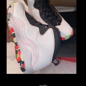 Brand:Nike, Air Jordan 10 retro SE (GS)Size:6.5Y Color white /Barely Volt-Black